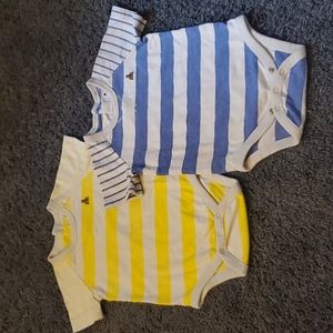 Baby Gap Striped Onesies Set of 2 Blue/Yellow Size 12-18 Months